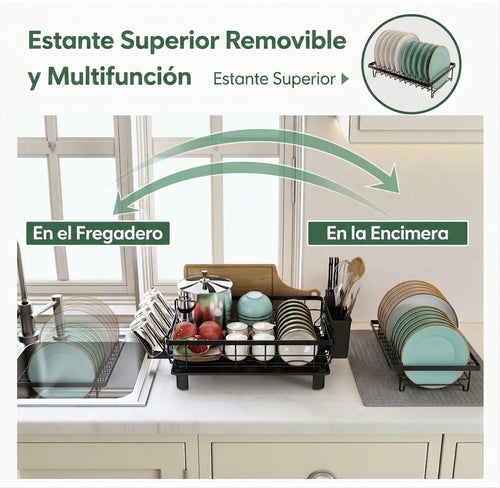 Escurreplatos Lumara Acero Inoxidable con Drenaje