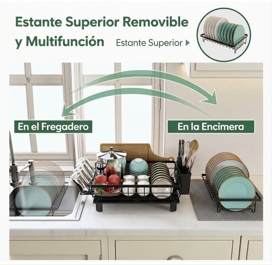 Escurreplatos Lumara Acero Inoxidable con Drenaje