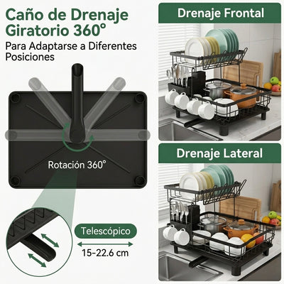 Escurreplatos Lumara Acero Inoxidable con Drenaje