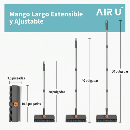 Cepillo de Limpieza 3 en 1 con Mango Largo y Cabezal de rotación de 360°