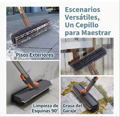 Cepillo de Limpieza 3 en 1 con Mango Largo y Cabezal de rotación de 360°