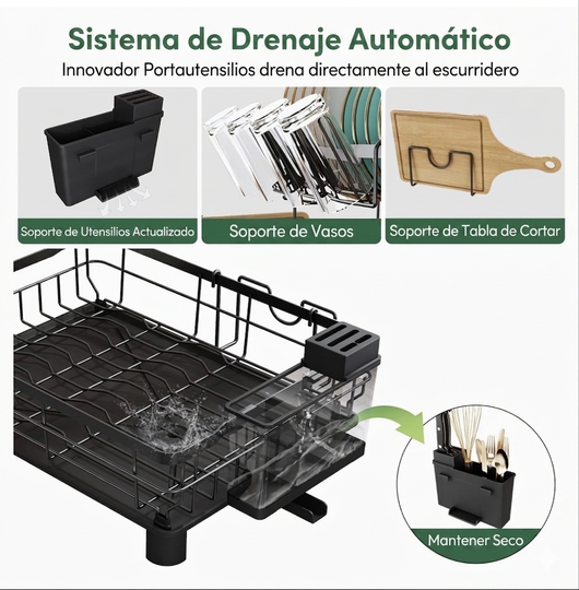 Escurreplatos Lumara Acero Inoxidable con Drenaje