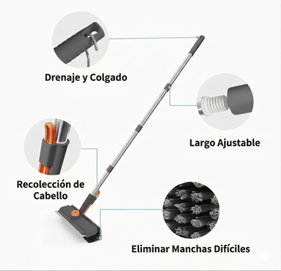 Cepillo de Limpieza 3 en 1 con Mango Largo y Cabezal de rotación de 360°