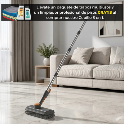 Cepillo de Limpieza 3 en 1 con Mango Largo y Cabezal de rotación de 360°
