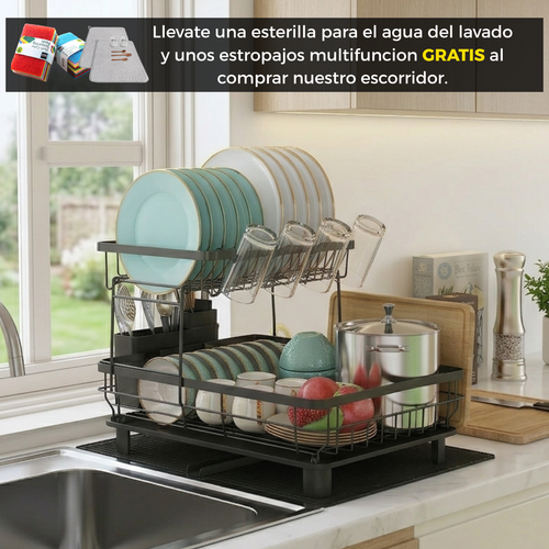 Escurreplatos Lumara Acero Inoxidable con Drenaje